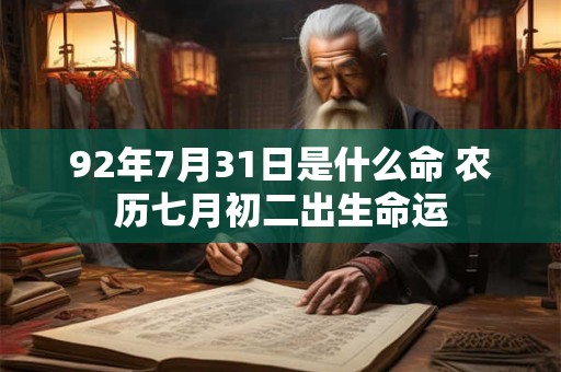 92年7月31日是什么命 农历七月初二出生命运