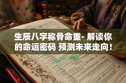 生辰八字称骨命重- 解读你的命运密码 预测未来走向！