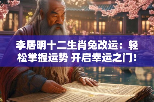 李居明十二生肖兔改运：轻松掌握运势 开启幸运之门！