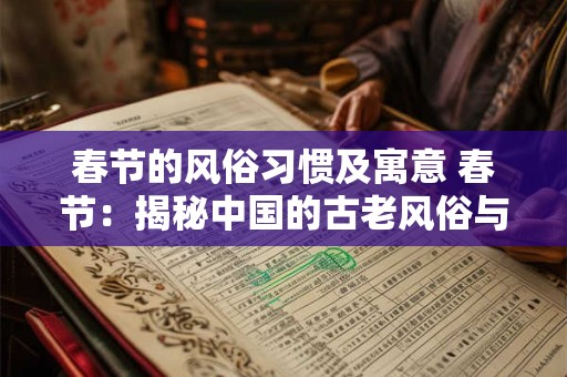 春节的风俗习惯及寓意 春节：揭秘中国的古老风俗与寓意