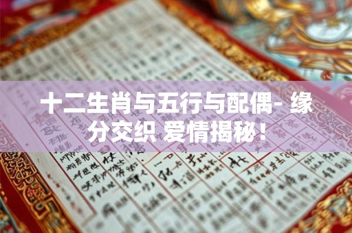 十二生肖与五行与配偶- 缘分交织 爱情揭秘！