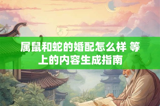 属鼠和蛇的婚配怎么样 等上的内容生成指南