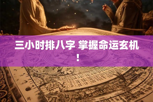 三小时排八字 掌握命运玄机！
