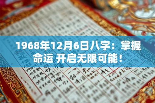 1968年12月6日八字：掌握命运 开启无限可能！