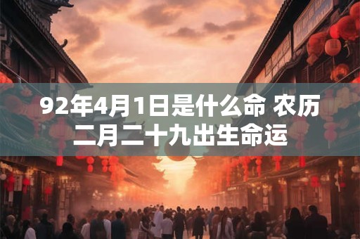 详细阅读:92年4月1日是什么命 农历二月二十九出生命运 92年4月1日是什么命 农历二月二十九出生命运