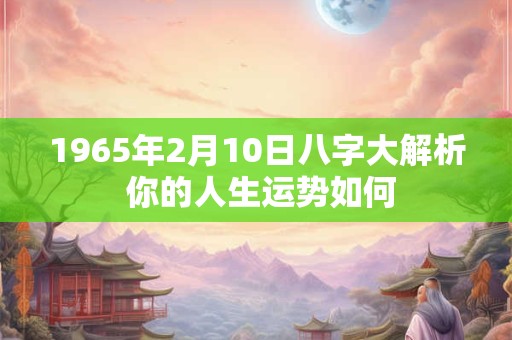 1965年2月10日八字大解析 你的人生运势如何