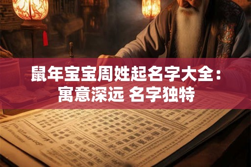 鼠年宝宝周姓起名字大全：寓意深远 名字独特
