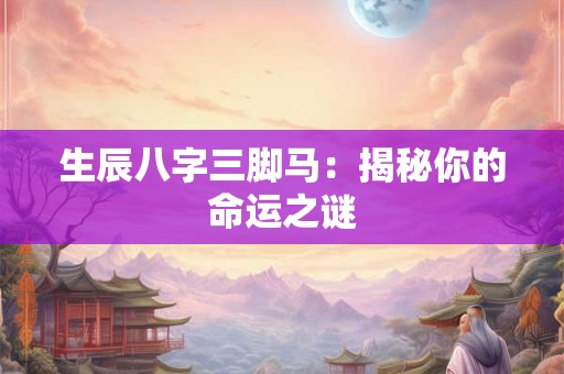 生辰八字三脚马：揭秘你的命运之谜