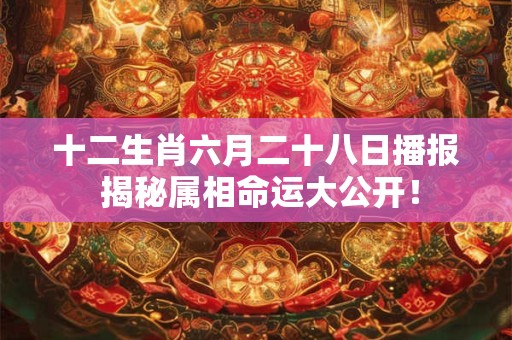 十二生肖六月二十八日播报 揭秘属相命运大公开！