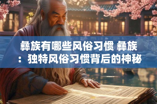 彝族有哪些风俗习惯 彝族：独特风俗习惯背后的神秘文化魅力