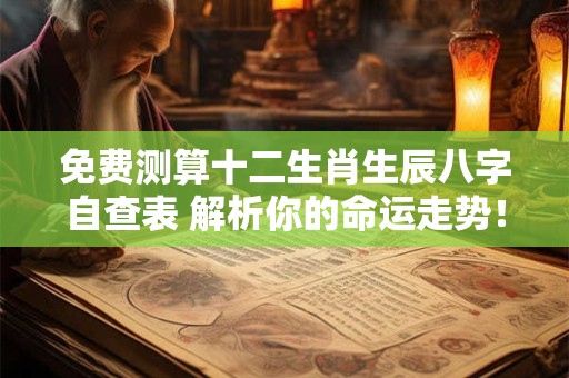 免费测算十二生肖生辰八字自查表 解析你的命运走势！