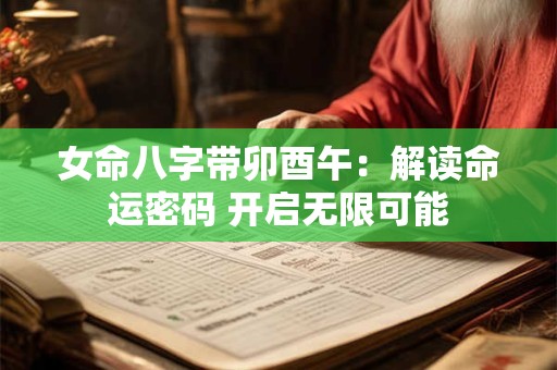 女命八字带卯酉午：解读命运密码 开启无限可能