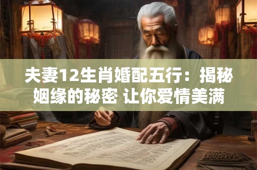 夫妻12生肖婚配五行：揭秘姻缘的秘密 让你爱情美满！