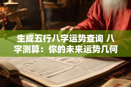 生成五行八字运势查询 八字测算：你的未来运势几何