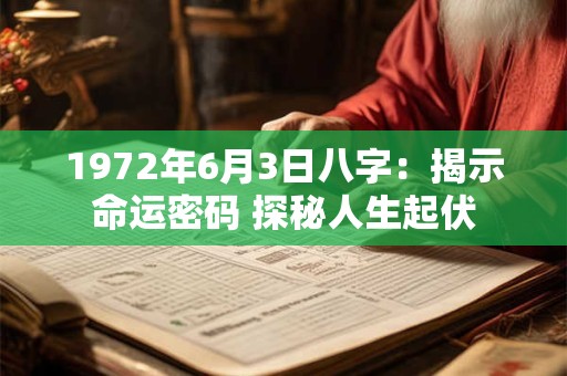 1972年6月3日八字：揭示命运密码 探秘人生起伏