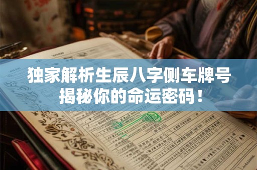 独家解析生辰八字侧车牌号 揭秘你的命运密码！
