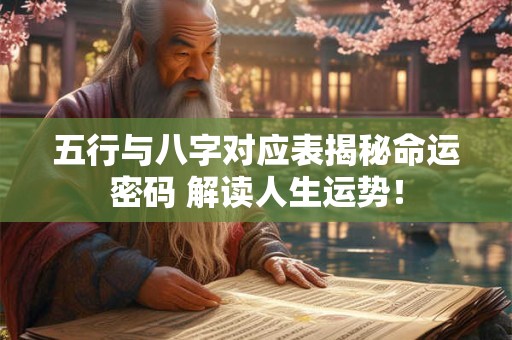 五行与八字对应表揭秘命运密码 解读人生运势！