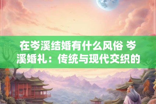 在岑溪结婚有什么风俗 岑溪婚礼：传统与现代交织的浪漫