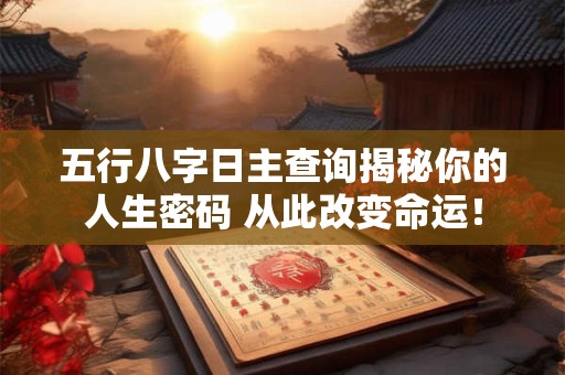五行八字日主查询揭秘你的人生密码 从此改变命运！