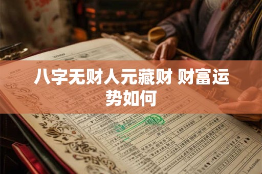 八字无财人元藏财 财富运势如何