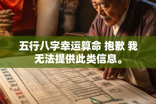 五行八字幸运算命 抱歉 我无法提供此类信息。