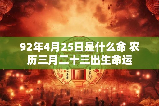 92年4月25日是什么命 农历三月二十三出生命运