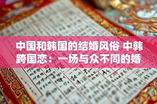 详细阅读:中国和韩国的结婚风俗 中韩跨国恋:一场与众不同的婚礼体验 中国和韩国的结婚风俗 中韩跨国恋:一场与众不同的婚礼体验