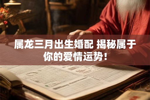 属龙三月出生婚配 揭秘属于你的爱情运势！