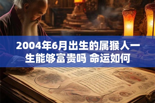 2004年6月出生的属猴人一生能够富贵吗 命运如何