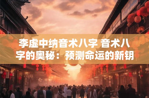 李虚中纳音术八字 音术八字的奥秘：预测命运的新钥匙