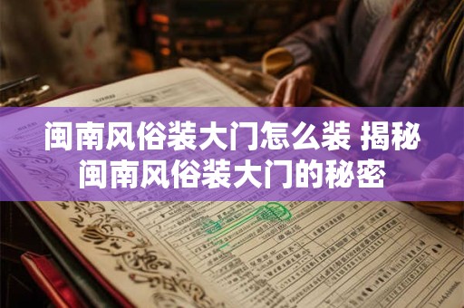 闽南风俗装大门怎么装 揭秘闽南风俗装大门的秘密