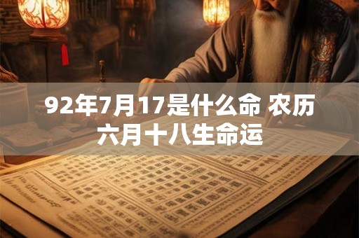 92年7月17是什么命 农历六月十八生命运