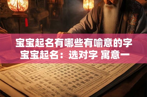 宝宝起名有哪些有喻意的字 宝宝起名：选对字 寓意一生吉祥