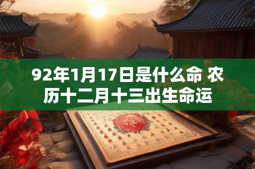 92年1月17日是什么命 农历十二月十三出生命运