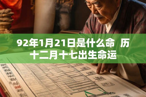 92年1月21日是什么命  历十二月十七出生命运