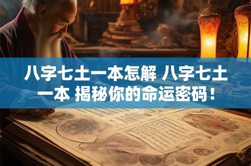 八字七土一本怎解 八字七土一本 揭秘你的命运密码！