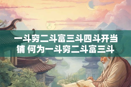 一斗穷二斗富三斗四斗开当铺 何为一斗穷二斗富三斗四斗开当铺