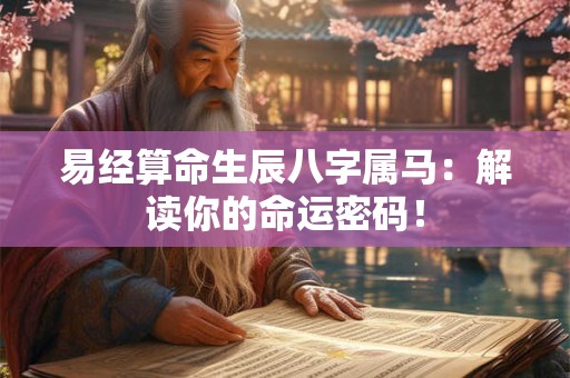 易经算命生辰八字属马：解读你的命运密码！