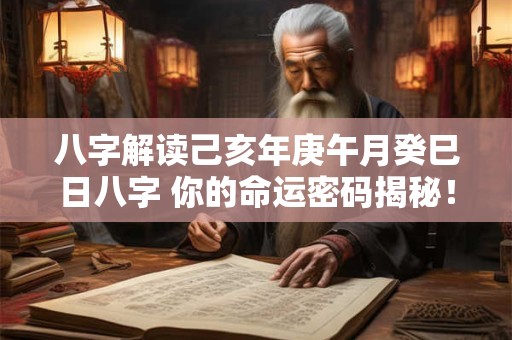 八字解读己亥年庚午月癸巳日八字 你的命运密码揭秘！