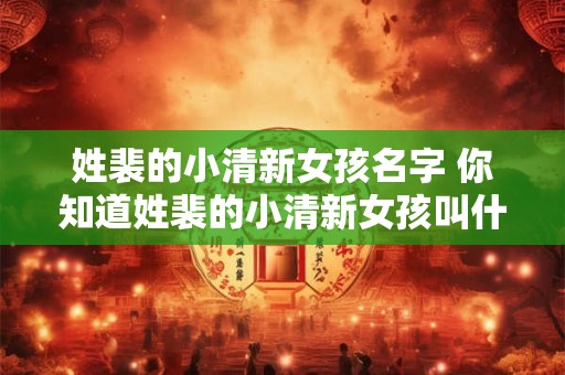 姓裴的小清新女孩名字 你知道姓裴的小清新女孩叫什么名字吗