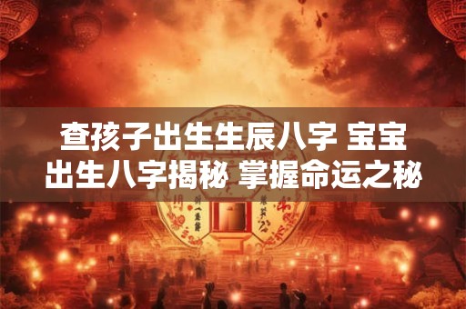 查孩子出生生辰八字 宝宝出生八字揭秘 掌握命运之秘！