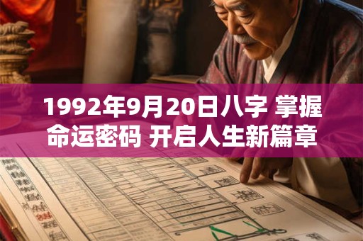 1992年9月20日八字 掌握命运密码 开启人生新篇章！