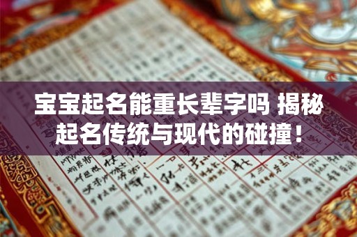 详细阅读:宝宝起名能重长辈字吗 揭秘起名传统与现代的碰撞! 宝宝起名能重长辈字吗 揭秘起名传统与现代的碰撞!