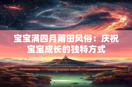 宝宝满四月莆田风俗：庆祝宝宝成长的独特方式