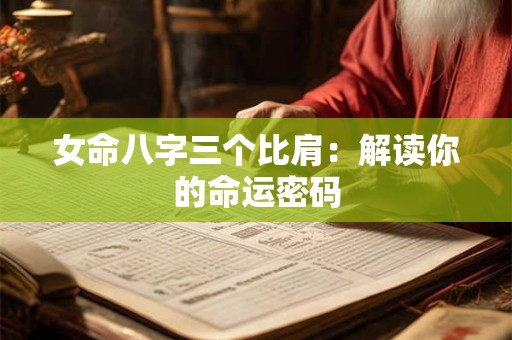 女命八字三个比肩：解读你的命运密码