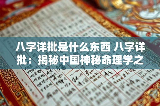 八字详批是什么东西 八字详批：揭秘中国神秘命理学之玄机