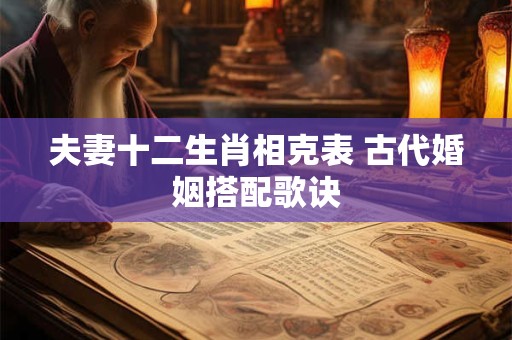 夫妻十二生肖相克表 古代婚姻搭配歌诀
