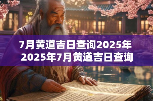 7月黄道吉日查询2025年 2025年7月黄道吉日查询