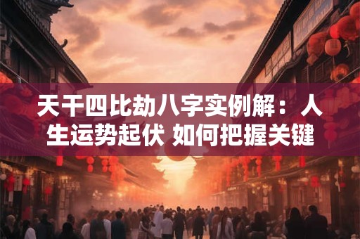 天干四比劫八字实例解：人生运势起伏 如何把握关键