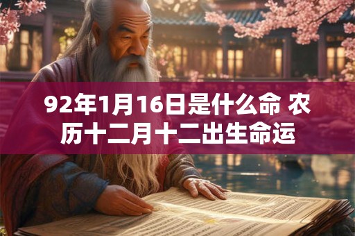 92年1月16日是什么命 农历十二月十二出生命运